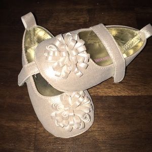 Laura Ashley metallic gold infant slippers